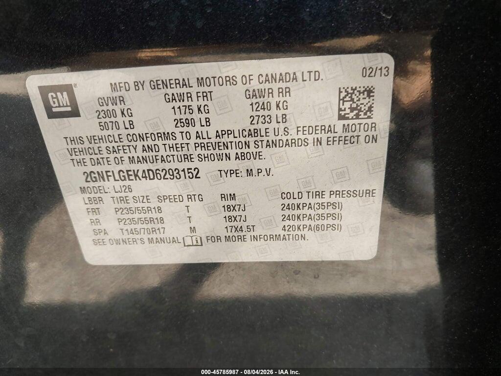 2GNFLGEK4D6293152 2013 CHEVROLET EQUINOX photo no. 7