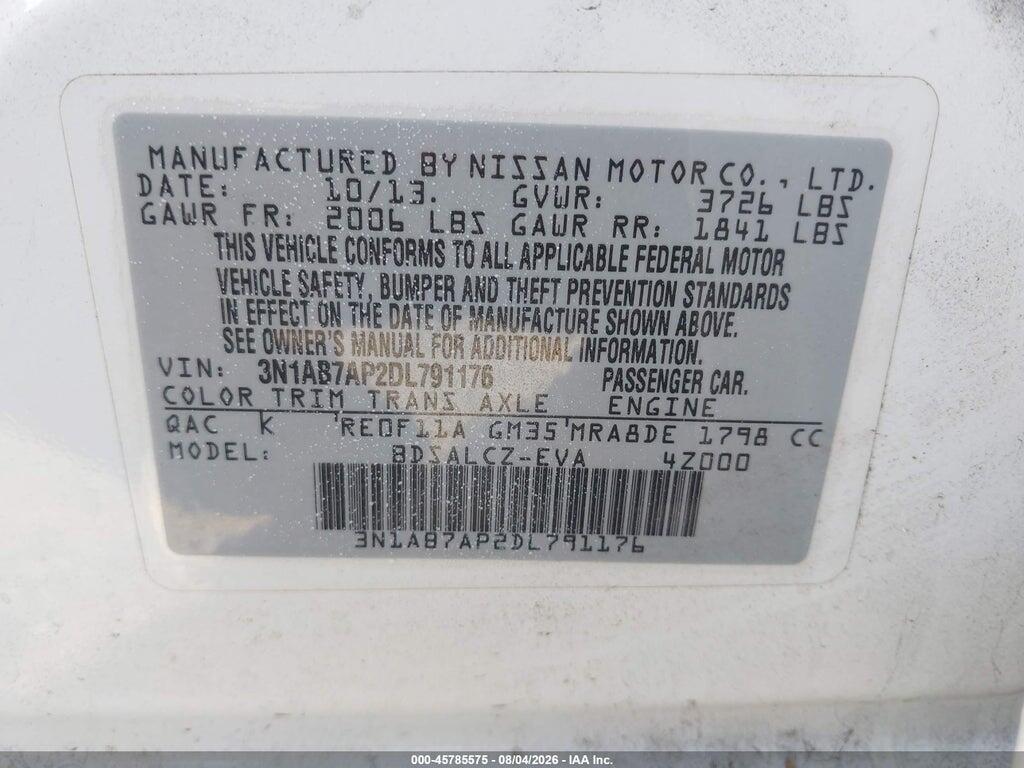 3N1AB7AP2DL791176 2013 NISSAN SENTRA photo no. 9