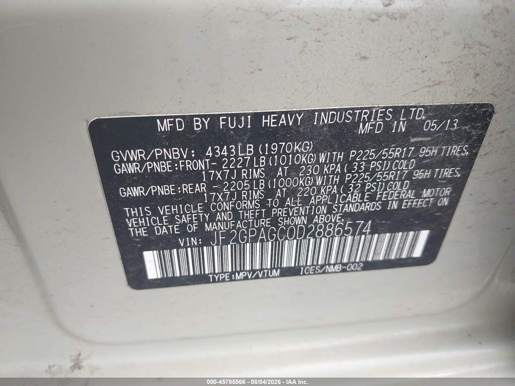 JF2GPAGC0D2886574 2013 SUBARU XV CROSSTREK photo no. 9