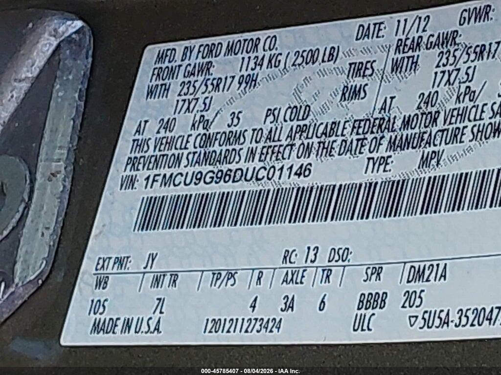 1FMCU9G96DUC01146 2013 FORD ESCAPE photo no. 9