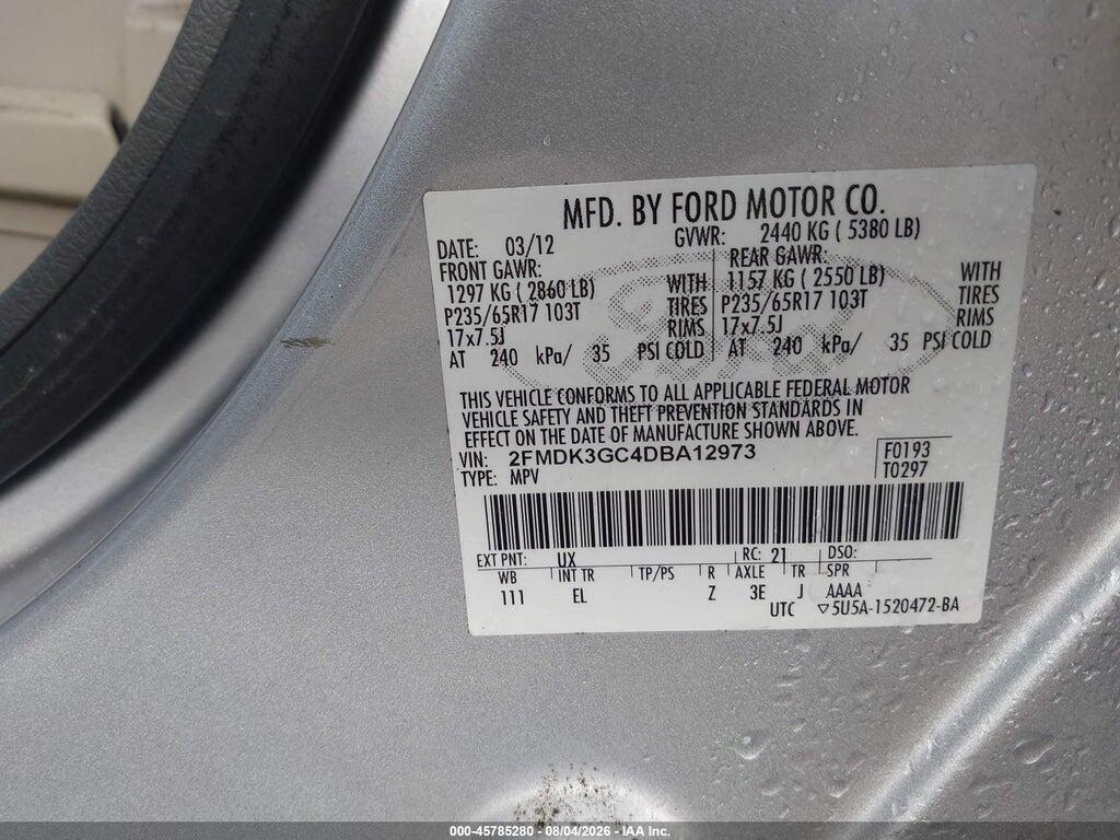 2FMDK3GC4DBA12973 2013 FORD EDGE photo no. 9