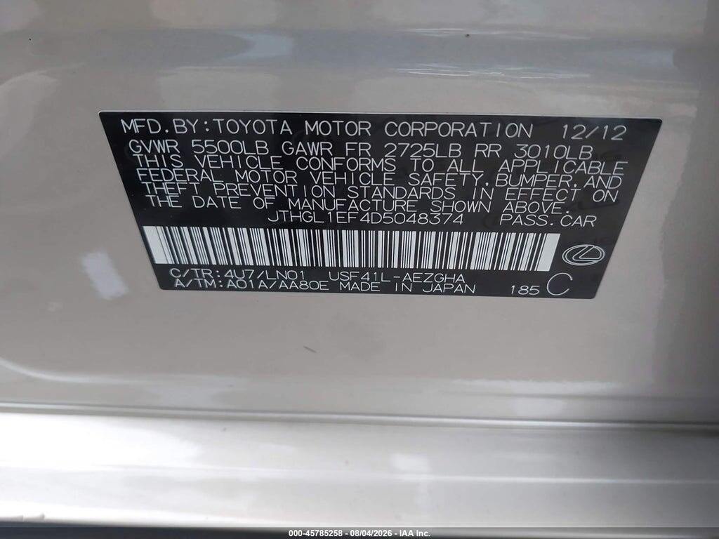 JTHGL1EF4D5048374 2013 LEXUS LS 460 photo no. 9