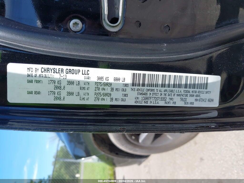 1C6RR7FT7DS719352 2013 RAM 1500 photo no. 9