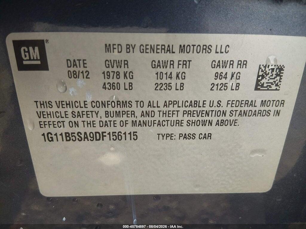 1G11B5SA9DF156115 2013 CHEVROLET MALIBU photo no. 9