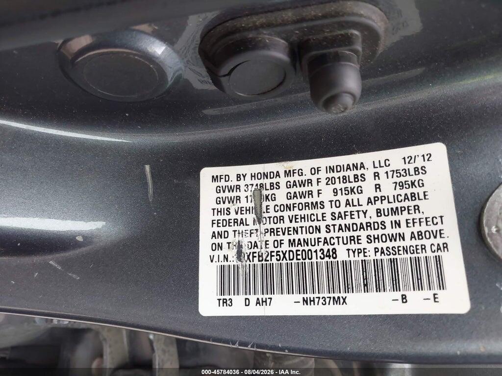 19XFB2F5XDE001348 2013 HONDA CIVIC photo no. 9
