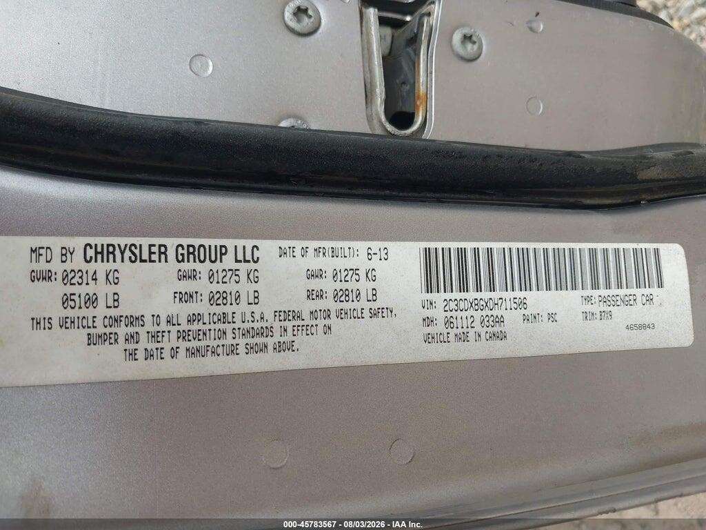 2C3CDXBGXDH711506 2013 DODGE CHARGER photo no. 9