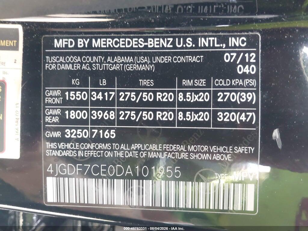 4JGDF7CE0DA101955 2013 MERCEDES-BENZ GL 450 photo no. 9