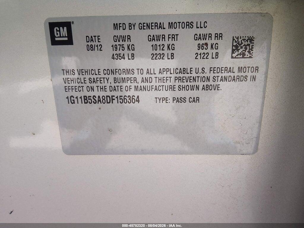 1G11B5SA8DF156364 2013 CHEVROLET MALIBU photo no. 9