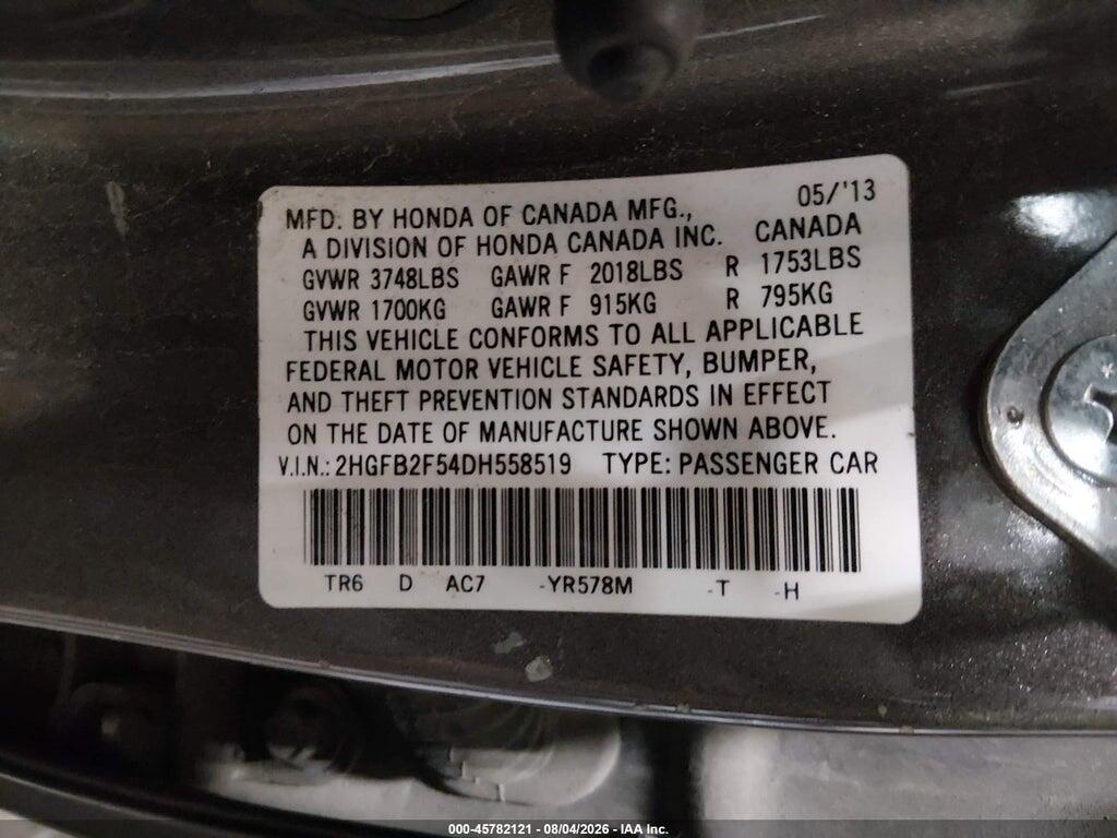2HGFB2F54DH558519 2013 HONDA CIVIC photo no. 9