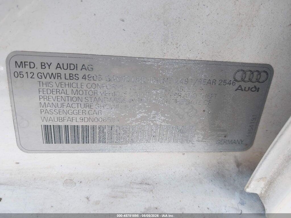 WAUBFAFL9DN006593 2013 AUDI A4 photo no. 9