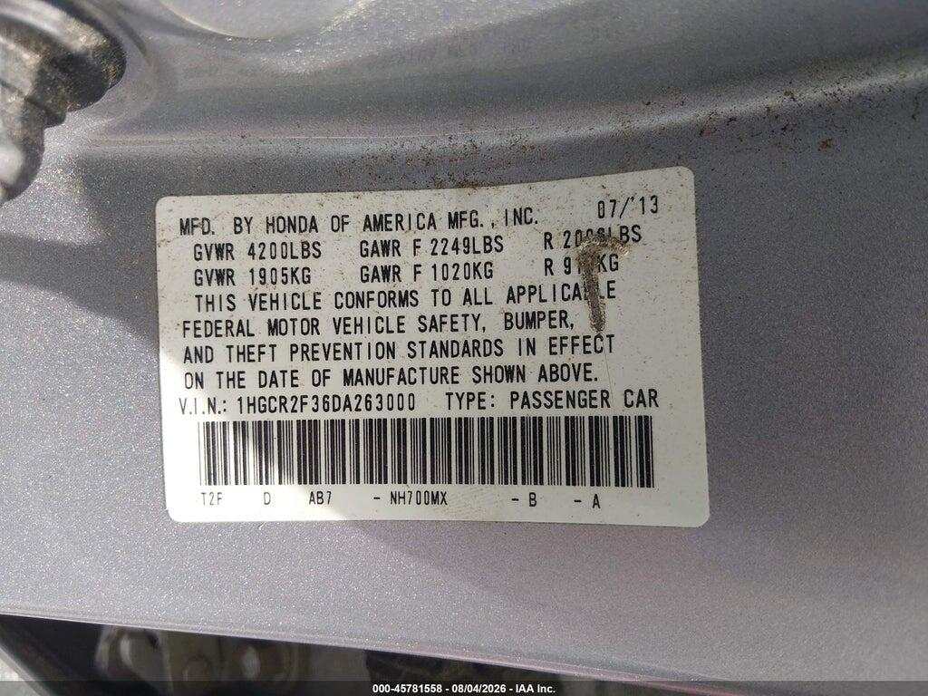 1HGCR2F36DA263000 2013 HONDA ACCORD photo no. 9