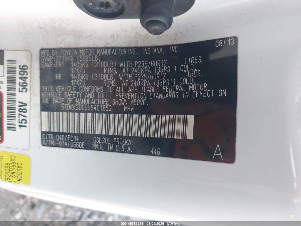 5TDKK3DC5DS401653 2013 TOYOTA SIENNA photo no. 9