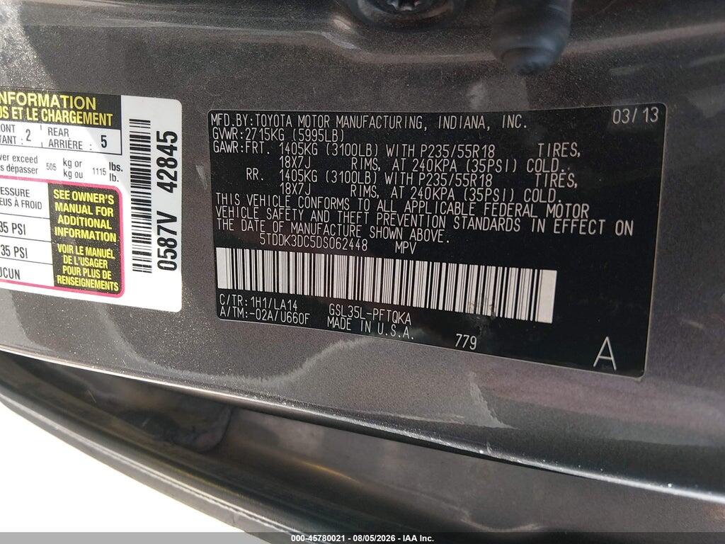5TDDK3DC5DS062448 2013 TOYOTA SIENNA photo no. 9