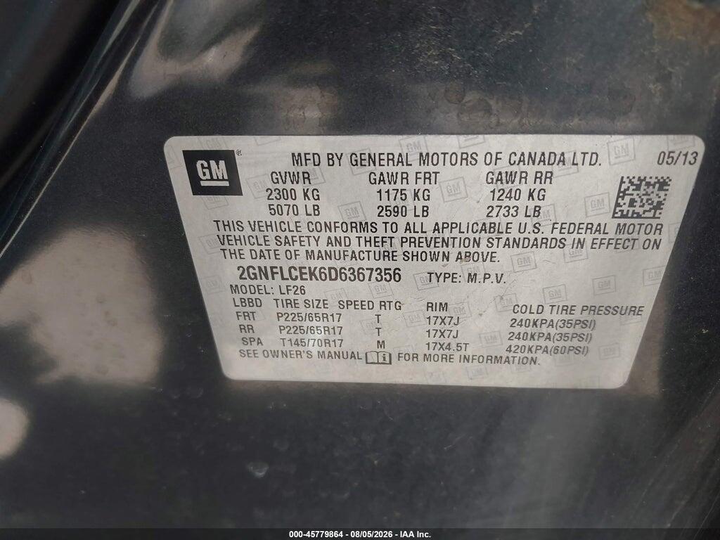 2GNFLCEK6D6367356 2013 CHEVROLET EQUINOX photo no. 9
