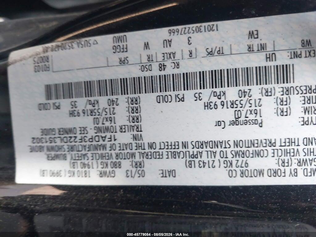 1FADP3F22DL351302 2013 FORD FOCUS photo no. 9