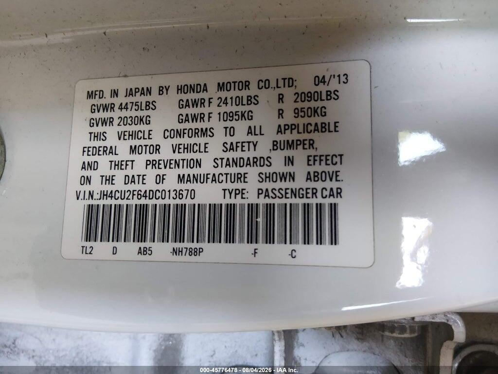JH4CU2F64DC013670 2013 ACURA TSX photo no. 9