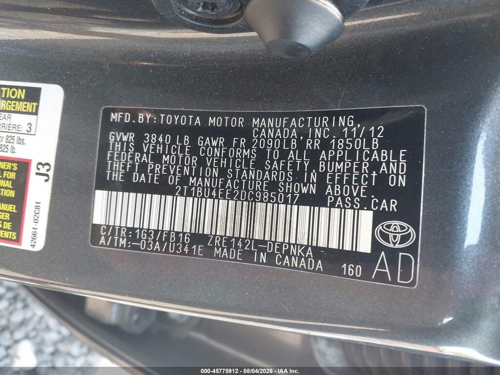 2T1BU4EE2DC985017 2013 TOYOTA COROLLA photo no. 9