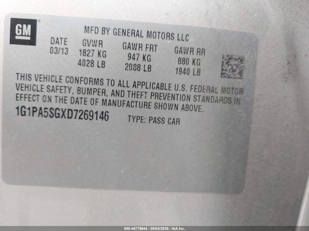 1G1PA5SGXD7269146 2013 CHEVROLET CRUZE photo no. 9