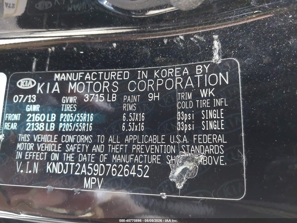 KNDJT2A59D7626452 2013 KIA SOUL photo no. 9