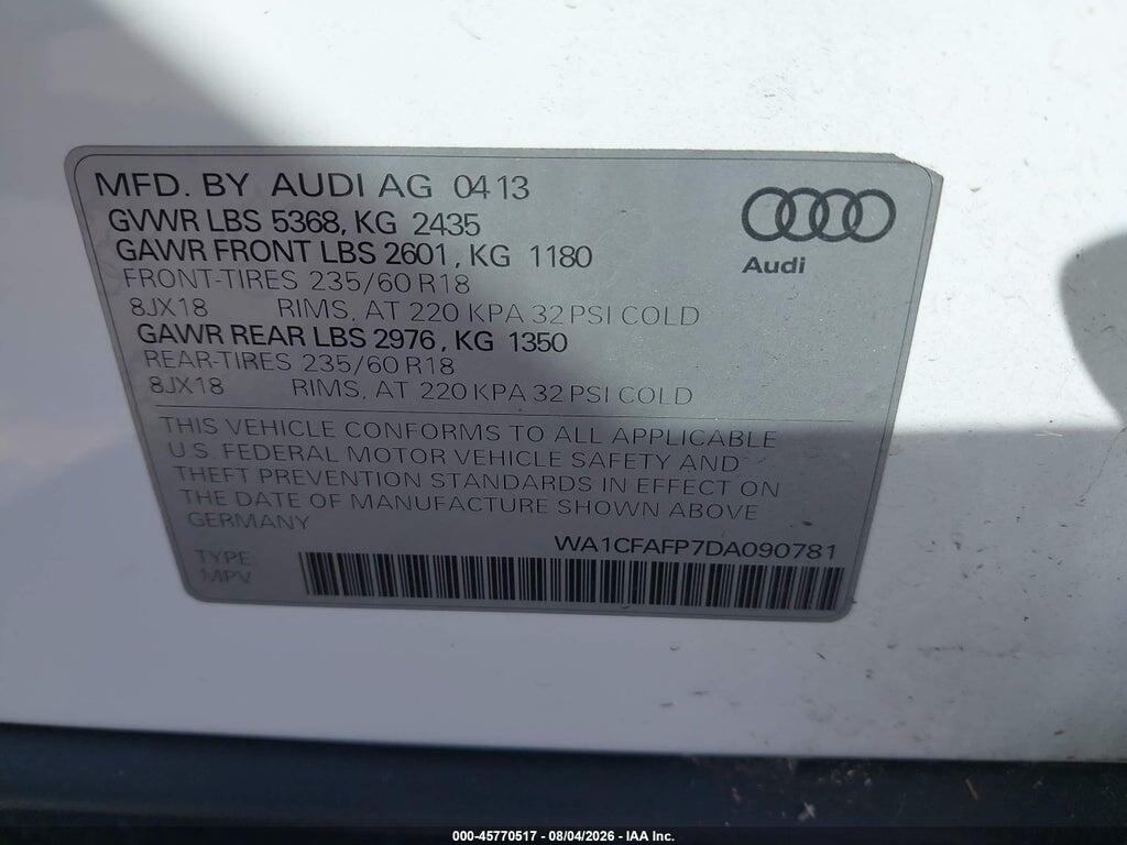 WA1CFAFP7DA090781 2013 AUDI Q5 photo no. 9