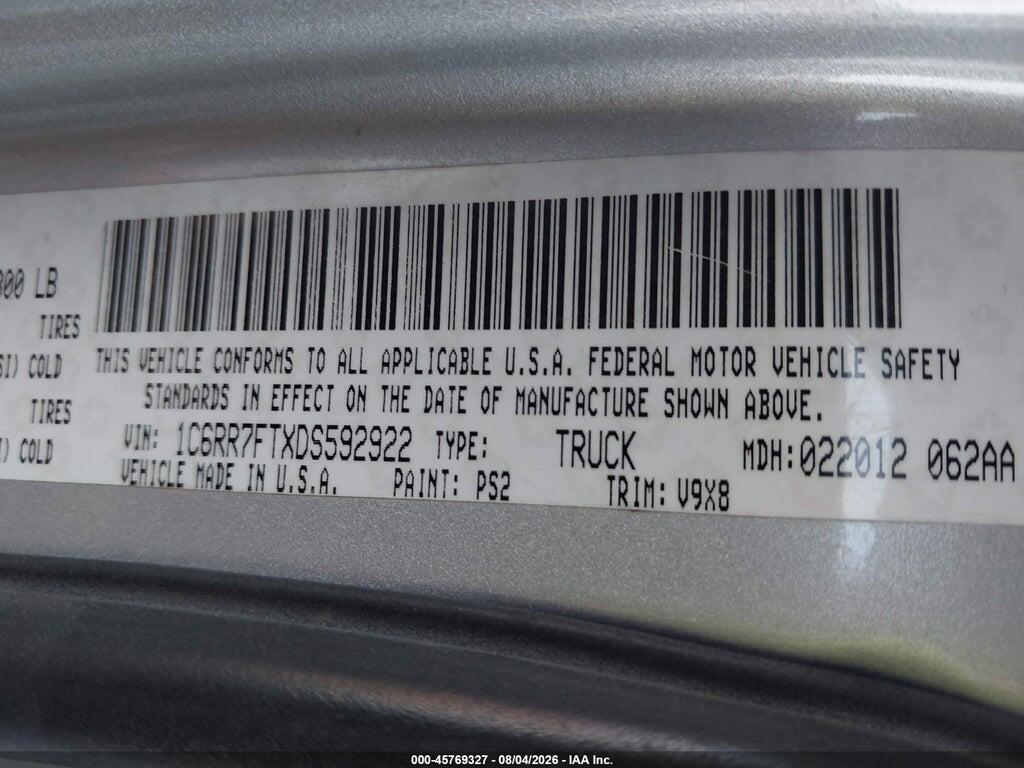 1C6RR7FTXDS592922 2013 RAM 1500 photo no. 9