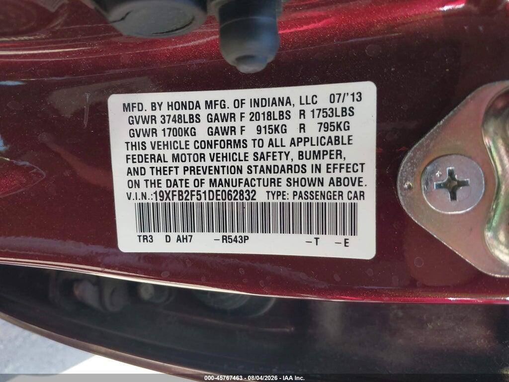 19XFB2F51DE062832 2013 HONDA CIVIC photo no. 9