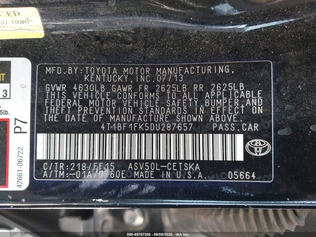 4T1BF1FK5DU287657 2013 TOYOTA CAMRY photo no. 9