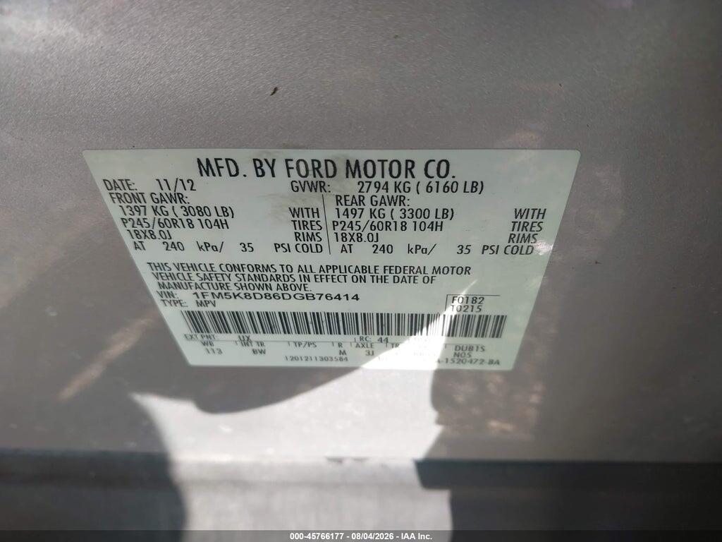 1FM5K8D86DGB76414 2013 FORD EXPLORER photo no. 9