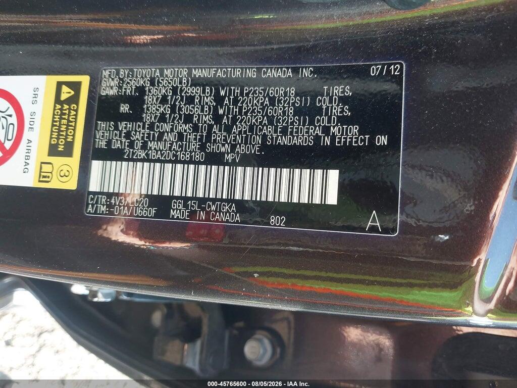 2T2BK1BA2DC168180 2013 LEXUS RX 350 photo no. 9