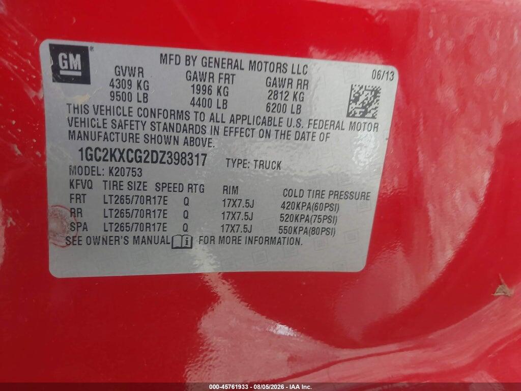 1GC2KXCG2DZ398317 2013 CHEVROLET SILVERADO 2500HD photo no. 9