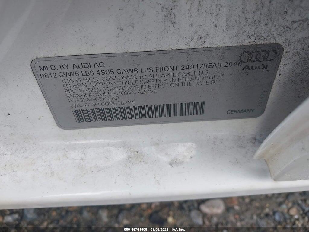 WAUFFAFL0DN018794 2013 AUDI A4 photo no. 9