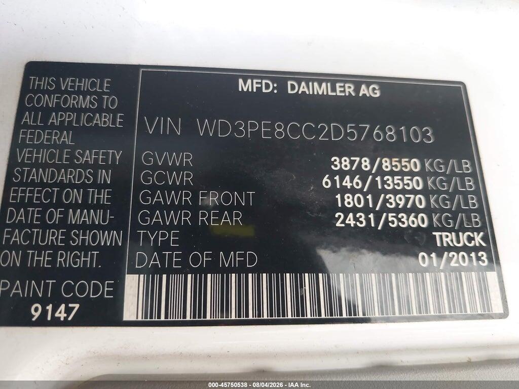 WD3PE8CC2D5768103 2013 MERCEDES-BENZ SPRINTER 2500 photo no. 9