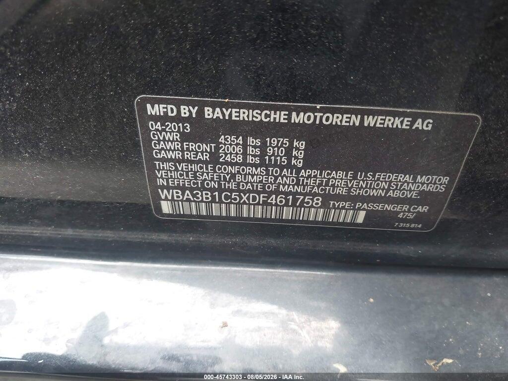 WBA3B1C5XDF461758 2013 BMW 320I photo no. 9