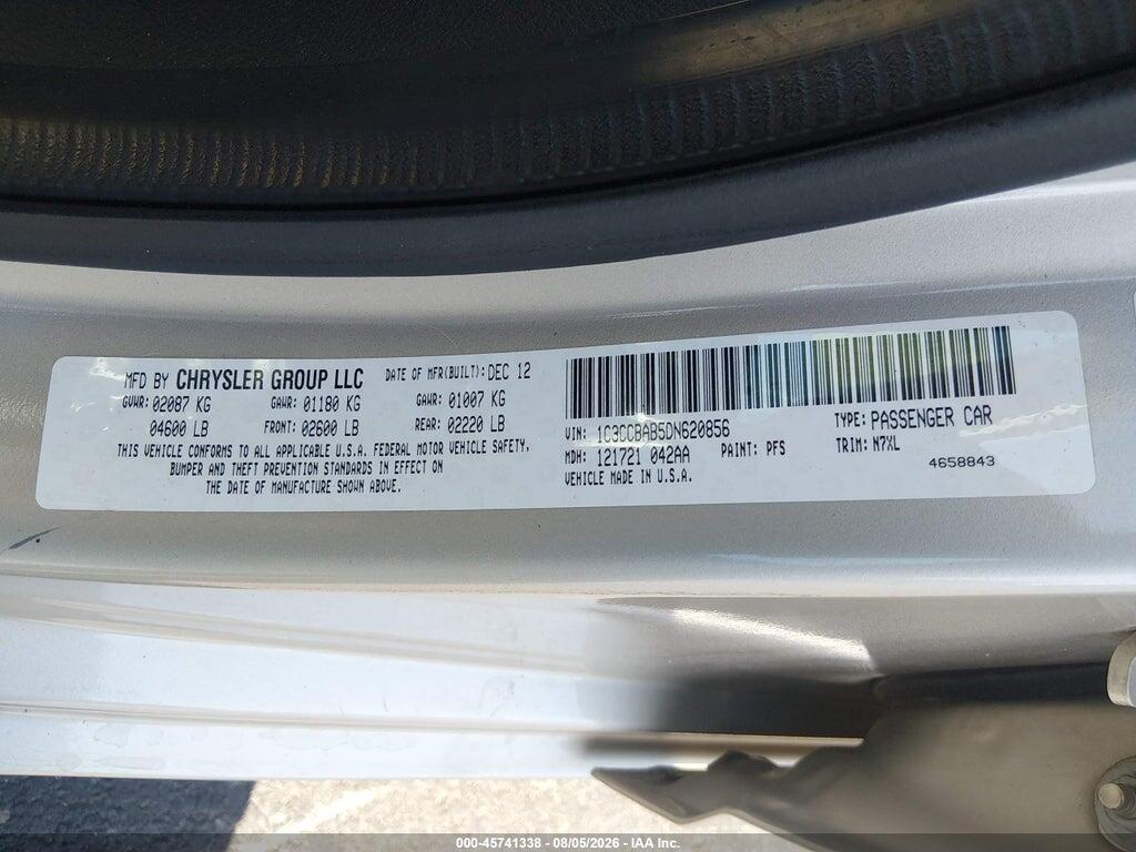 1C3CCBAB5DN620856 2013 CHRYSLER 200 photo no. 9