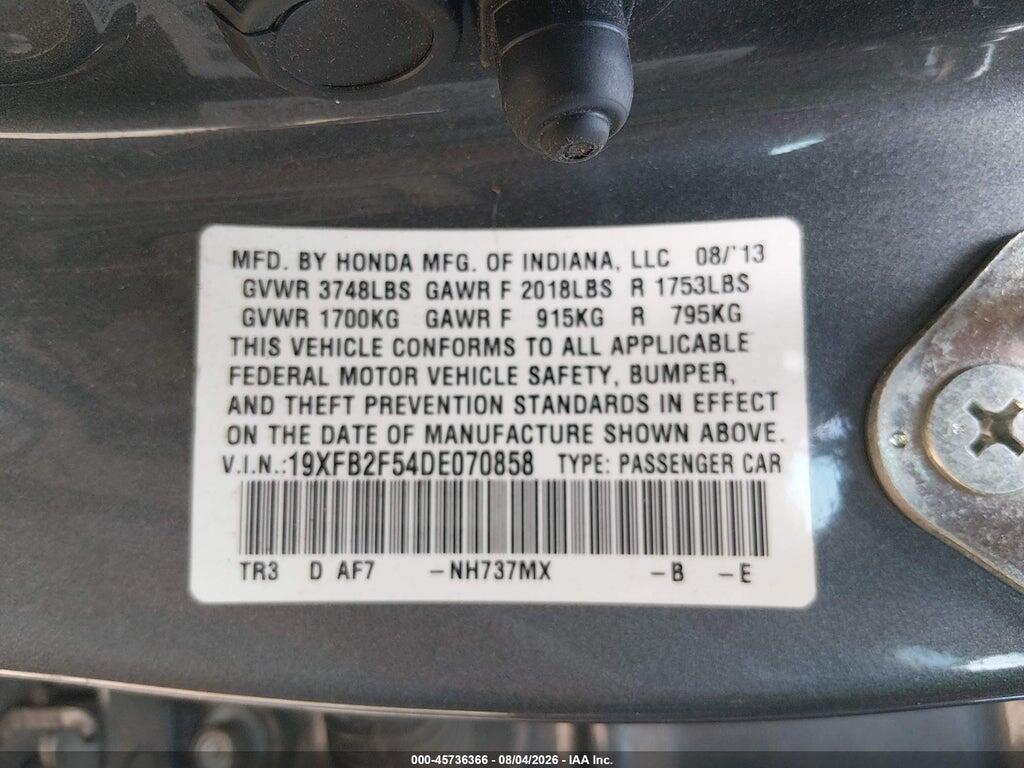 19XFB2F54DE070858 2013 HONDA CIVIC photo no. 9