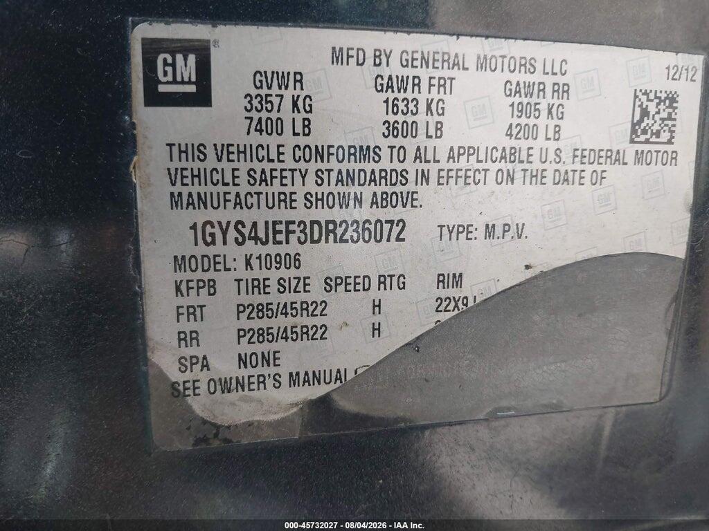 1GYS4JEF3DR236072 2013 CADILLAC ESCALADE ESV photo no. 9