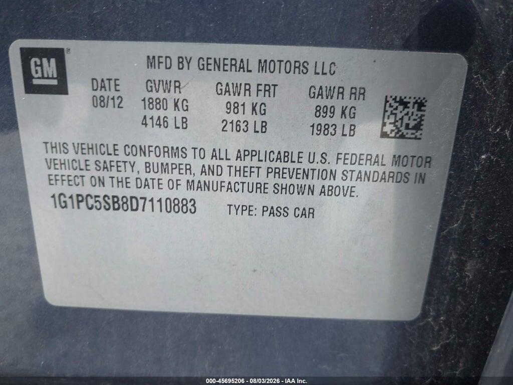 1G1PC5SB8D7110883 2013 CHEVROLET CRUZE photo no. 9