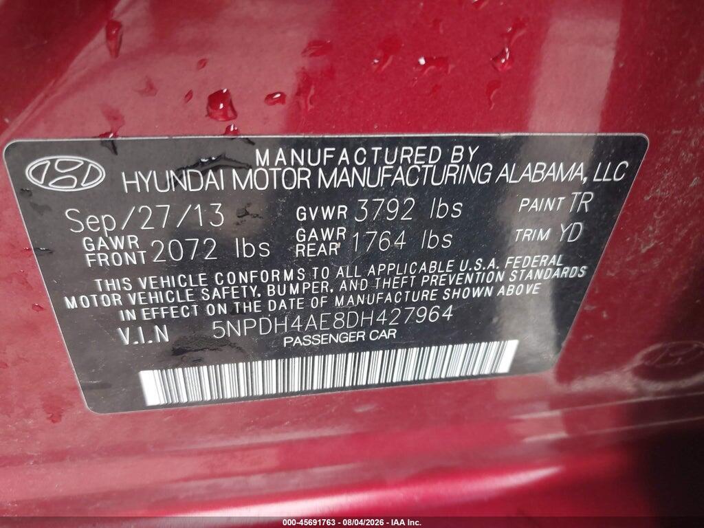 5NPDH4AE8DH427964 2013 HYUNDAI ELANTRA photo no. 9