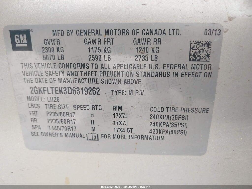 2GKFLTEK3D6319262 2013 GMC TERRAIN photo no. 9