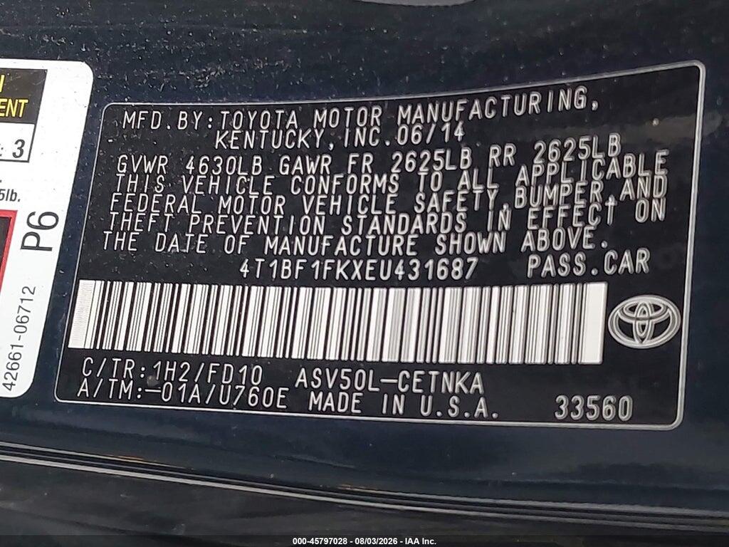 4T1BF1FKXEU431687 2014 TOYOTA CAMRY photo no. 9