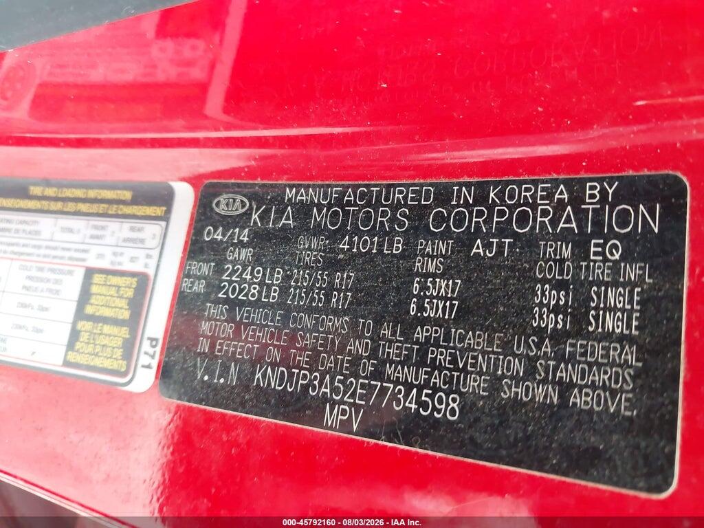 KNDJP3A52E7734598 2014 KIA SOUL photo no. 9