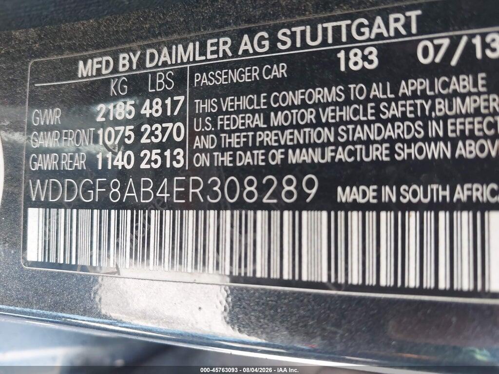 WDDGF8AB4ER308289 2014 MERCEDES-BENZ C 300 photo no. 9