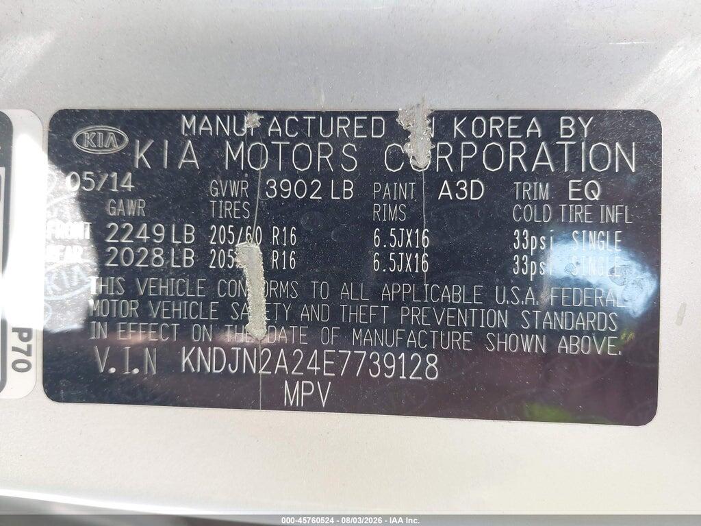 KNDJN2A24E7739128 2014 KIA SOUL photo no. 9