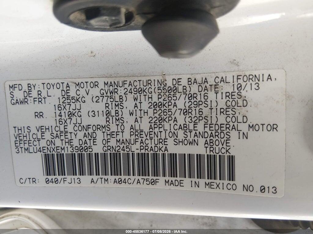 3TMLU4ENXEM139005 2014 TOYOTA TACOMA photo no. 9