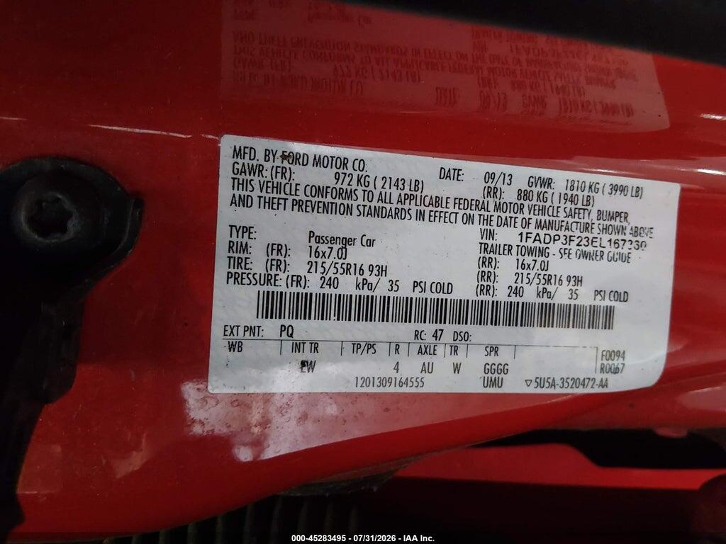 1FADP3F23EL167360 2014 FORD FOCUS photo no. 9