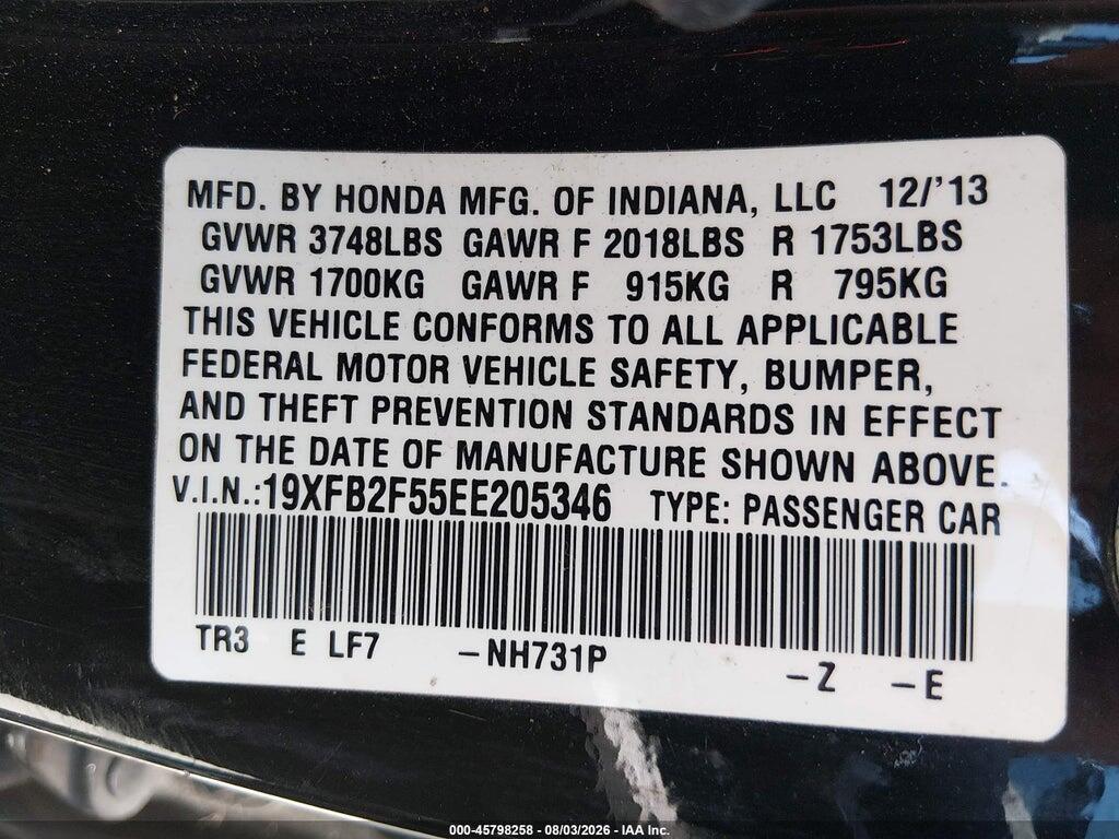19XFB2F55EE205346 2014 HONDA CIVIC photo no. 9