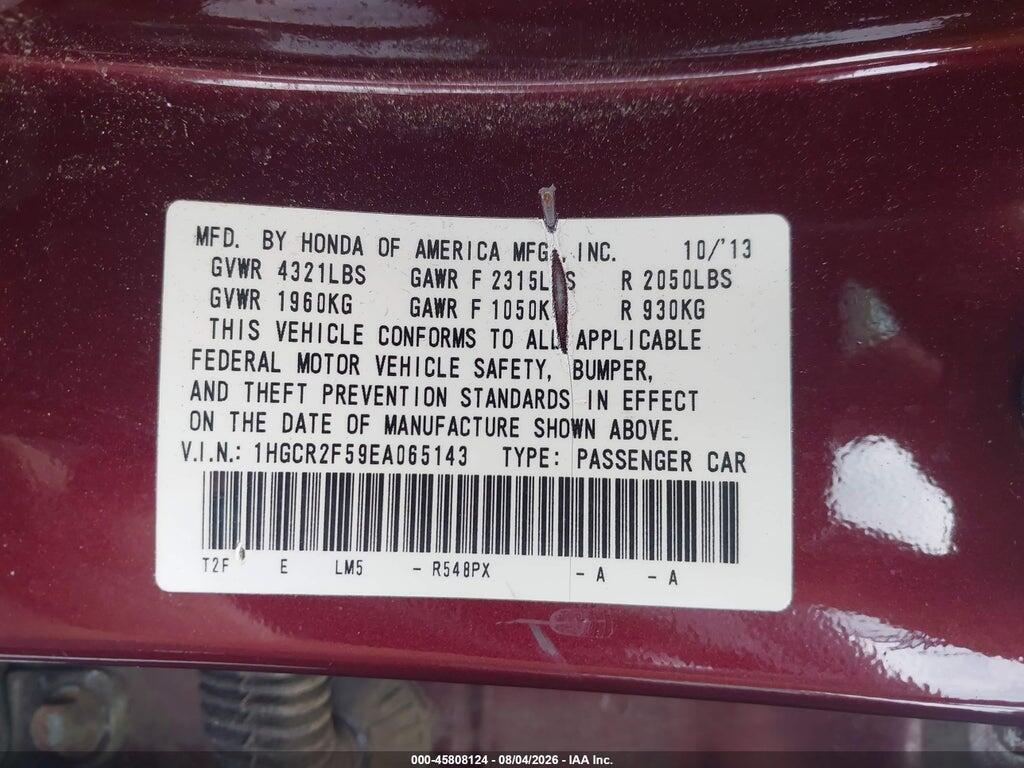 1HGCR2F59EA065143 2014 HONDA ACCORD photo no. 9