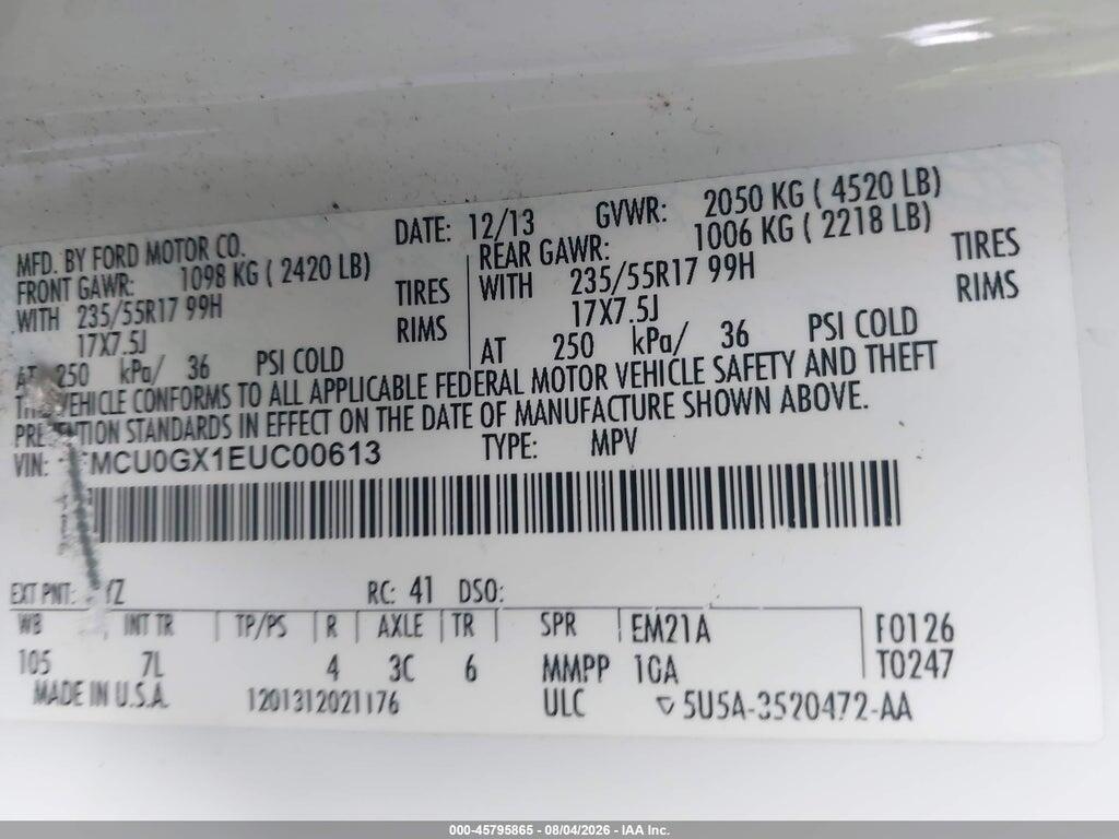 1FMCU0GX1EUC00613 2014 FORD ESCAPE photo no. 9