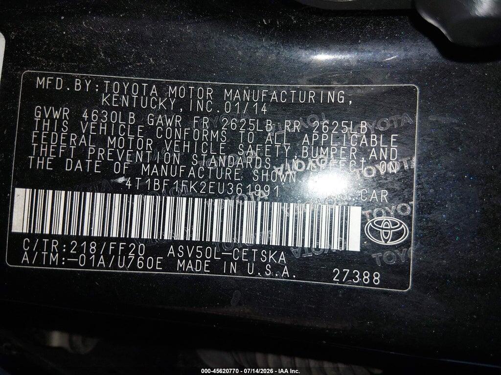4T1BF1FK2EU361991 2014 TOYOTA CAMRY photo no. 9