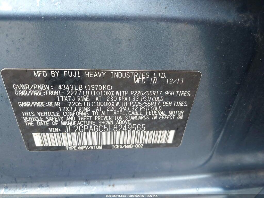 JF2GPAGC5E8249565 2014 SUBARU XV CROSSTREK photo no. 9